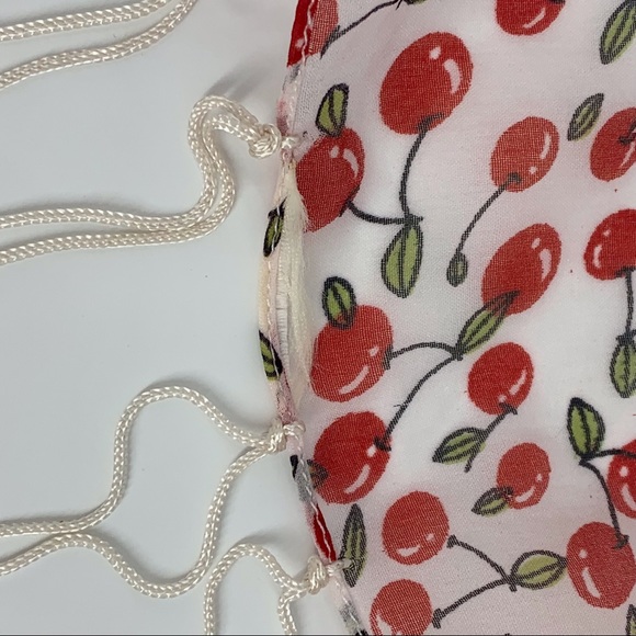 Square Fringed Scarf with All Over Cherry Pattern - Picture 8 of 12